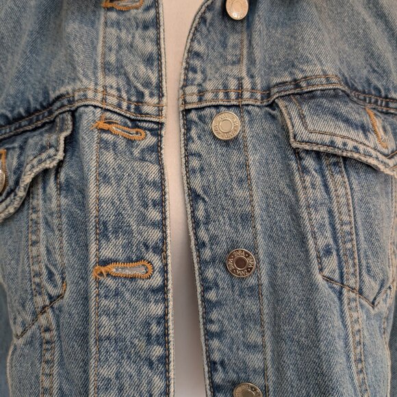 Zara Cropped Raw Hem Jean Jacket M - Picture 3 of 5